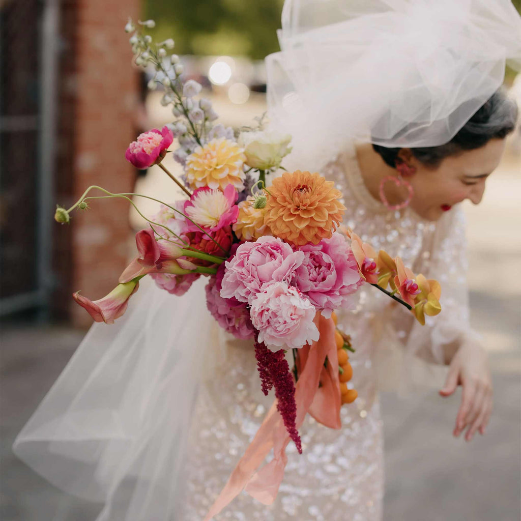 flamingo|Silk Bouquet Ribbon - The Whole Bride