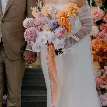flamingo|Silk Bouquet Ribbon - The Whole Bride