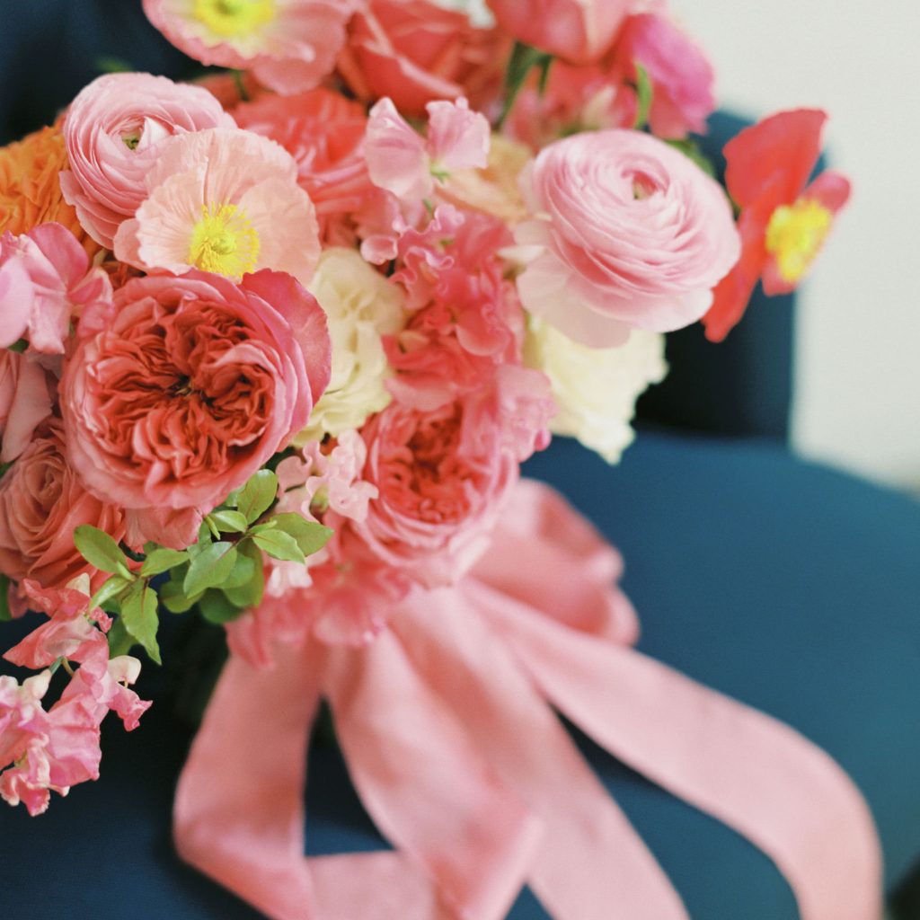 peony pink|Silk Bouquet Ribbon - The Whole Bride