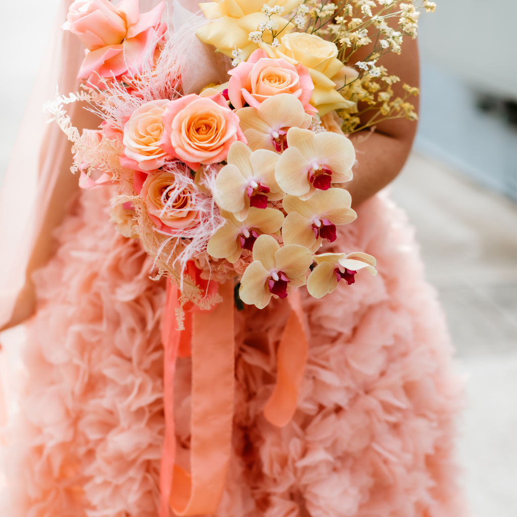 flamingo|Silk Bouquet Ribbon - The Whole Bride