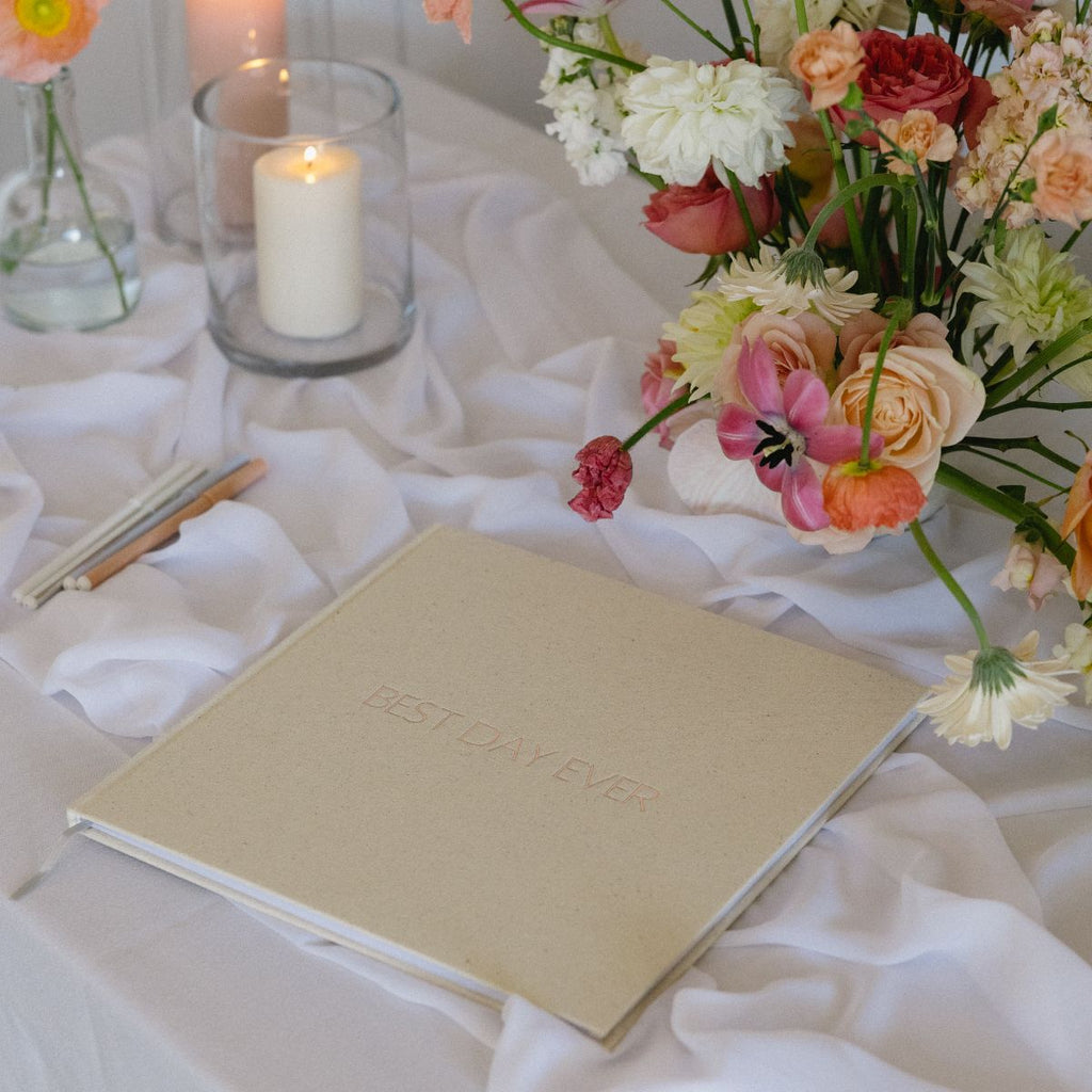 Rose Gold|Linen Guest Book - Best Day Ever - The Whole Bride