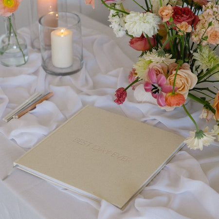 Rose Gold|Linen Guest Book - Best Day Ever - The Whole Bride