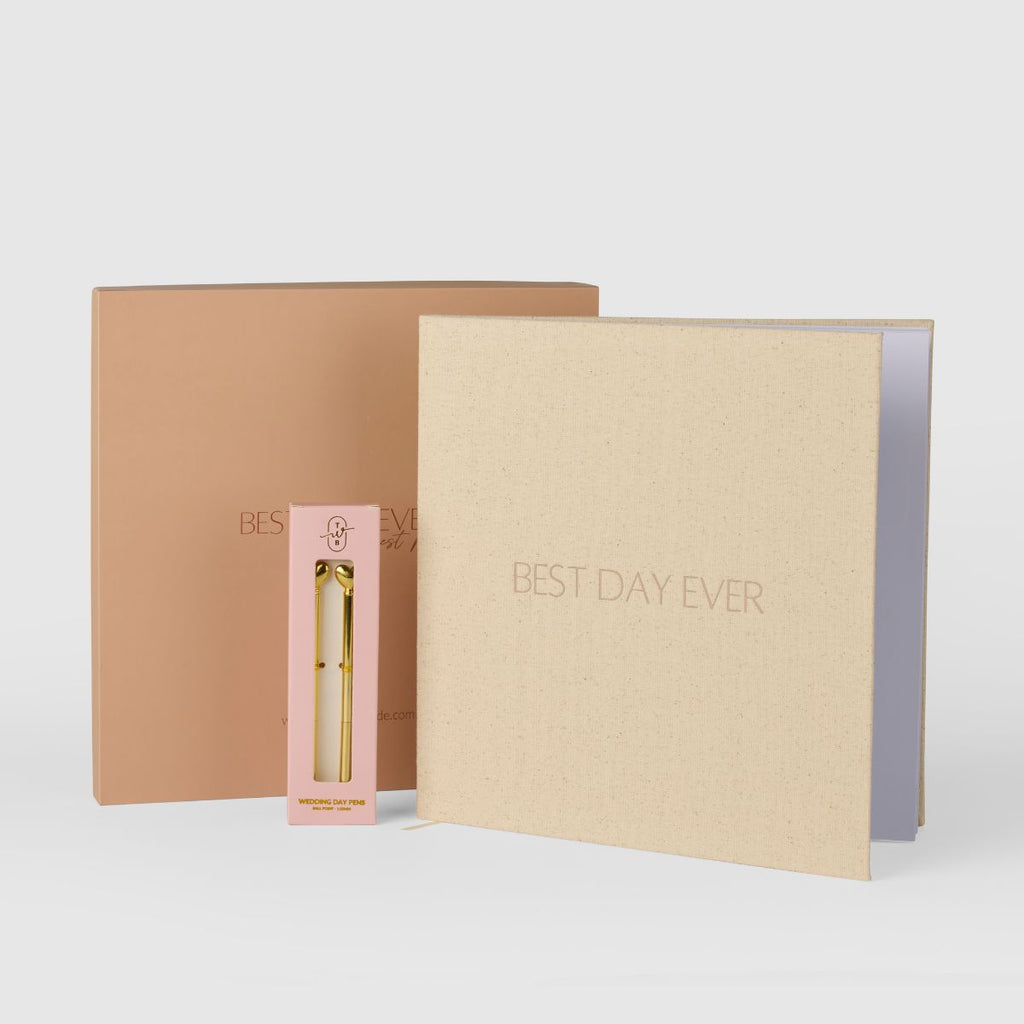 Rose Gold|Linen Guest Book - Best Day Ever - The Whole Bride