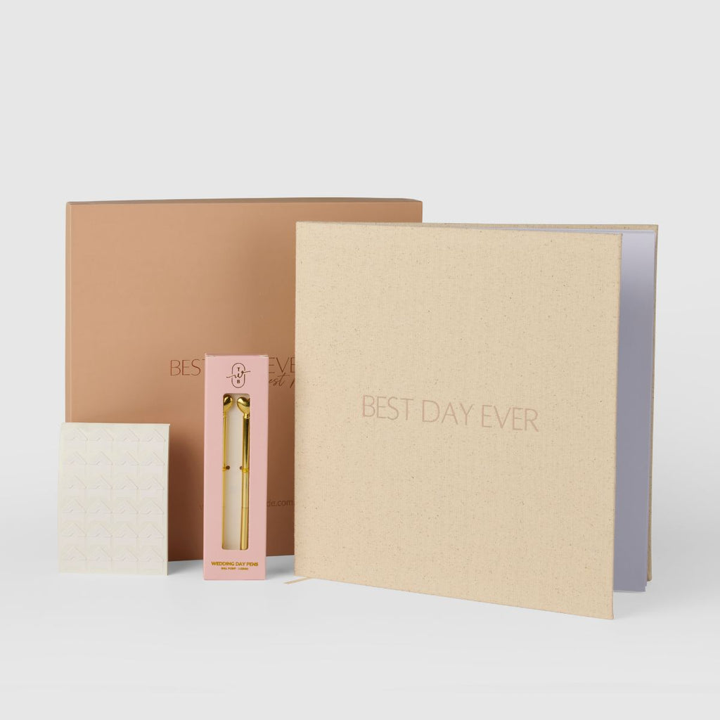 Rose Gold|Linen Guest Book - Best Day Ever - The Whole Bride