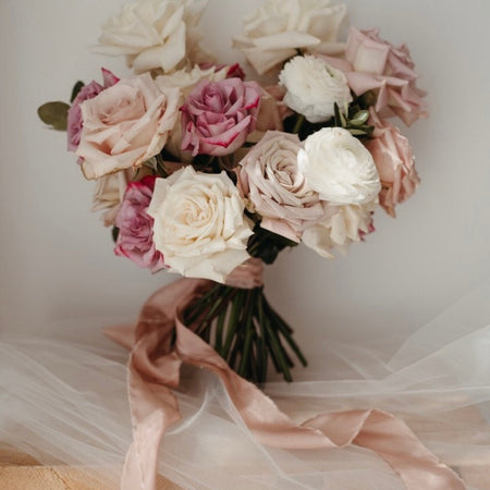 Champagne Pink|Silk Bouquet Ribbon - The Whole Bride