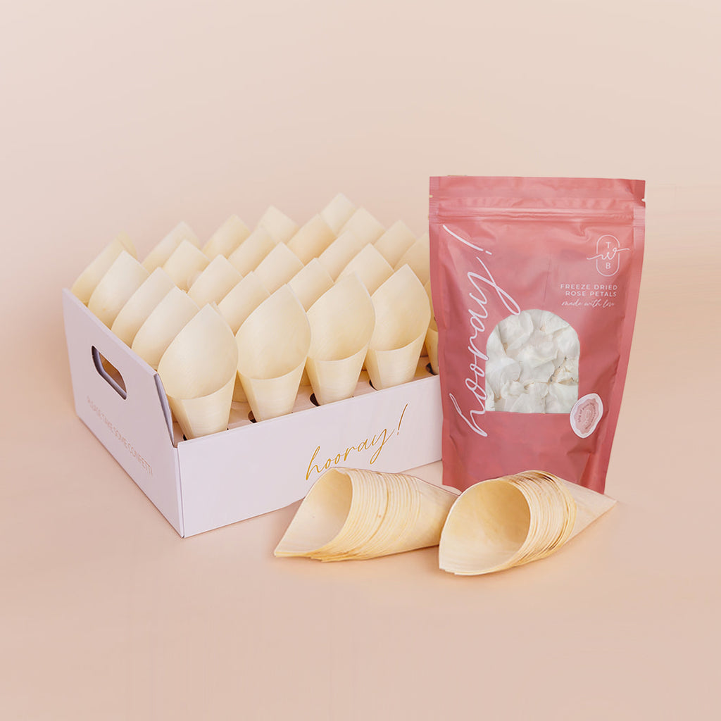 white|The Ultimate Rose Petal Bundle (petals, cones + trays) - The Whole Bride