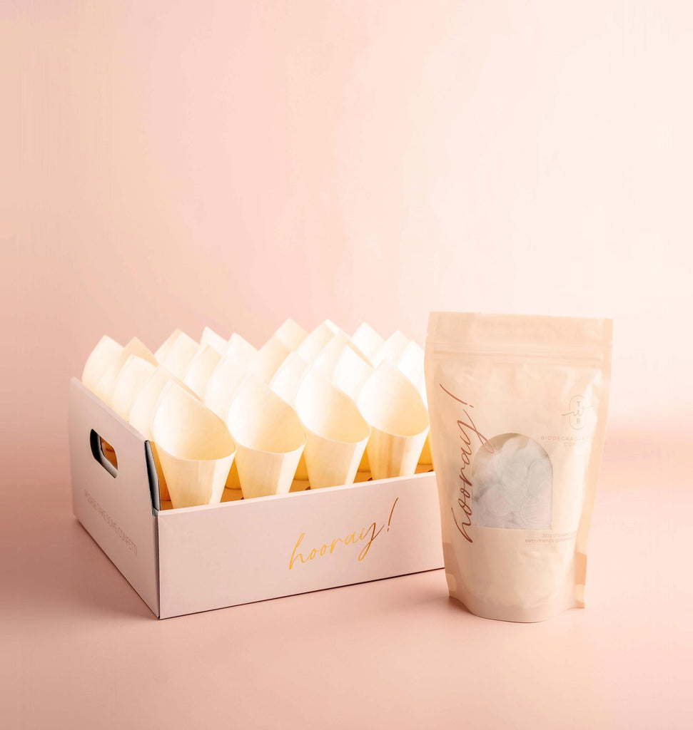 white|The Ultimate Confetti Bundle - Heart (cones, confetti + trays) - The Whole Bride