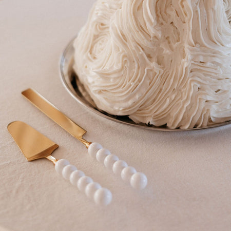 Gold|Wedding Cake Knife + Server - The Whole Bride