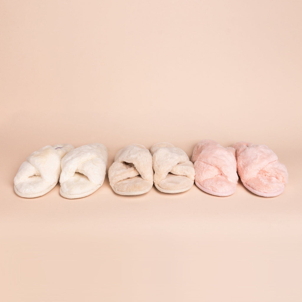 white|Fluffy Slippers - The Whole Bride