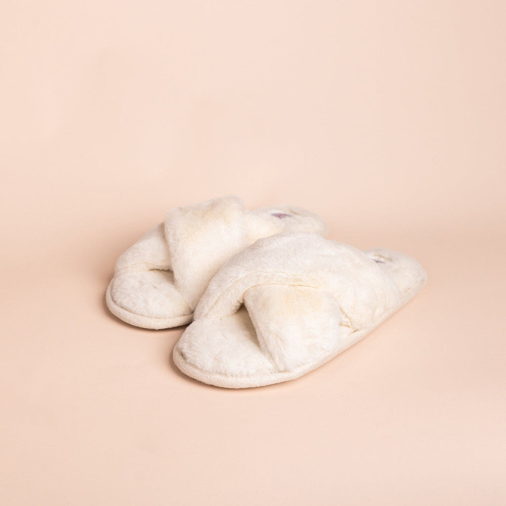 white|Fluffy Slippers - The Whole Bride