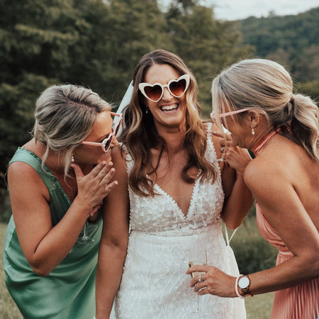 Getting Ready for Wedding - Bride Heart Sunglasses - The Whole Bride