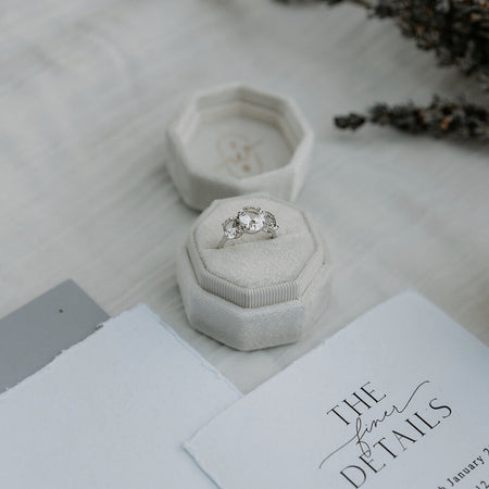 Octagonal Velvet Ring Box - The Whole Bride