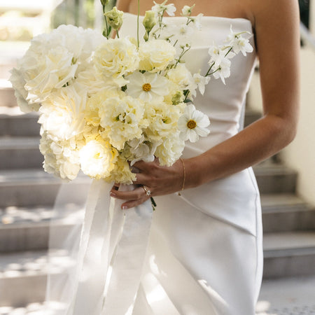 pure white|Silk Bouquet Ribbon - The Whole Bride