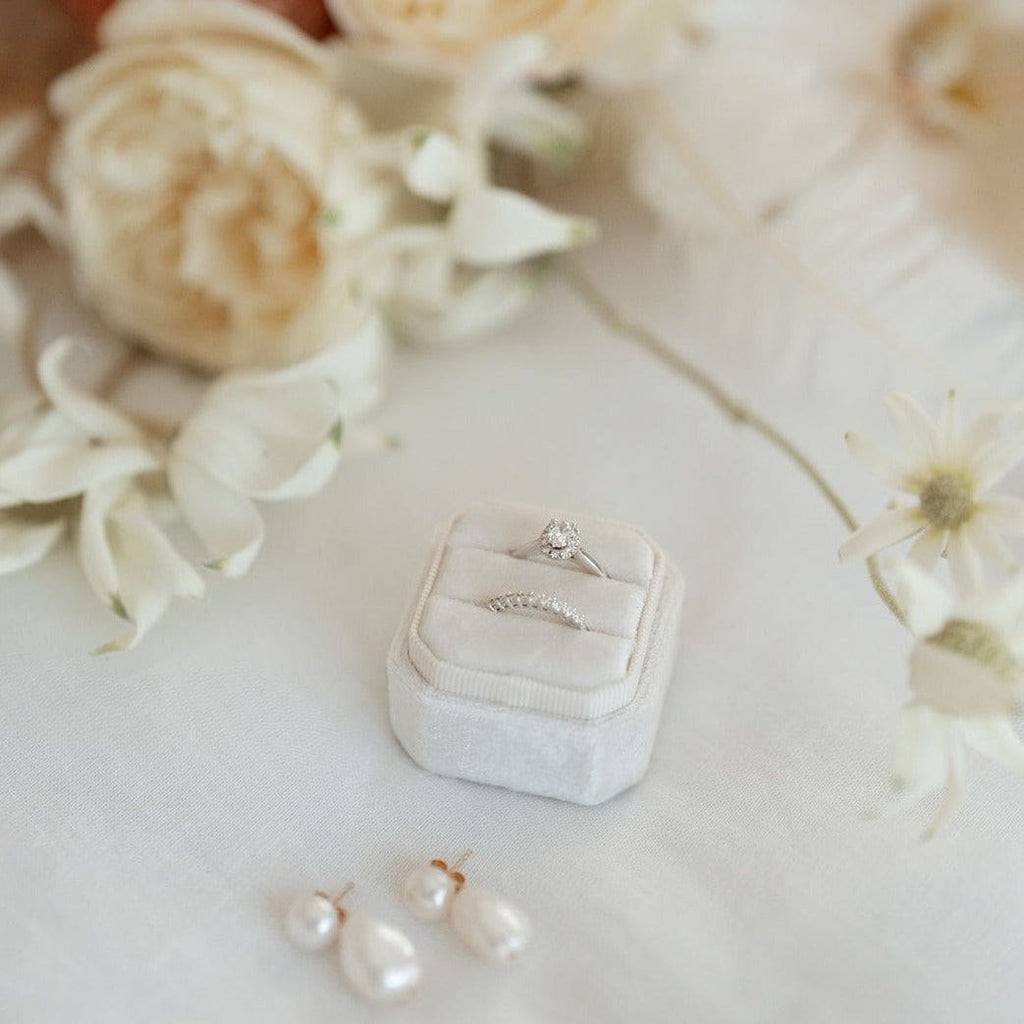 Luxe Velvet Ring Box - Cloud - The Whole Bride