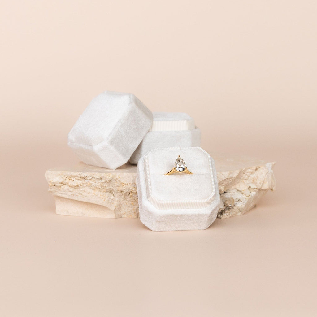 Luxe Velvet Ring Box - Cloud - The Whole Bride