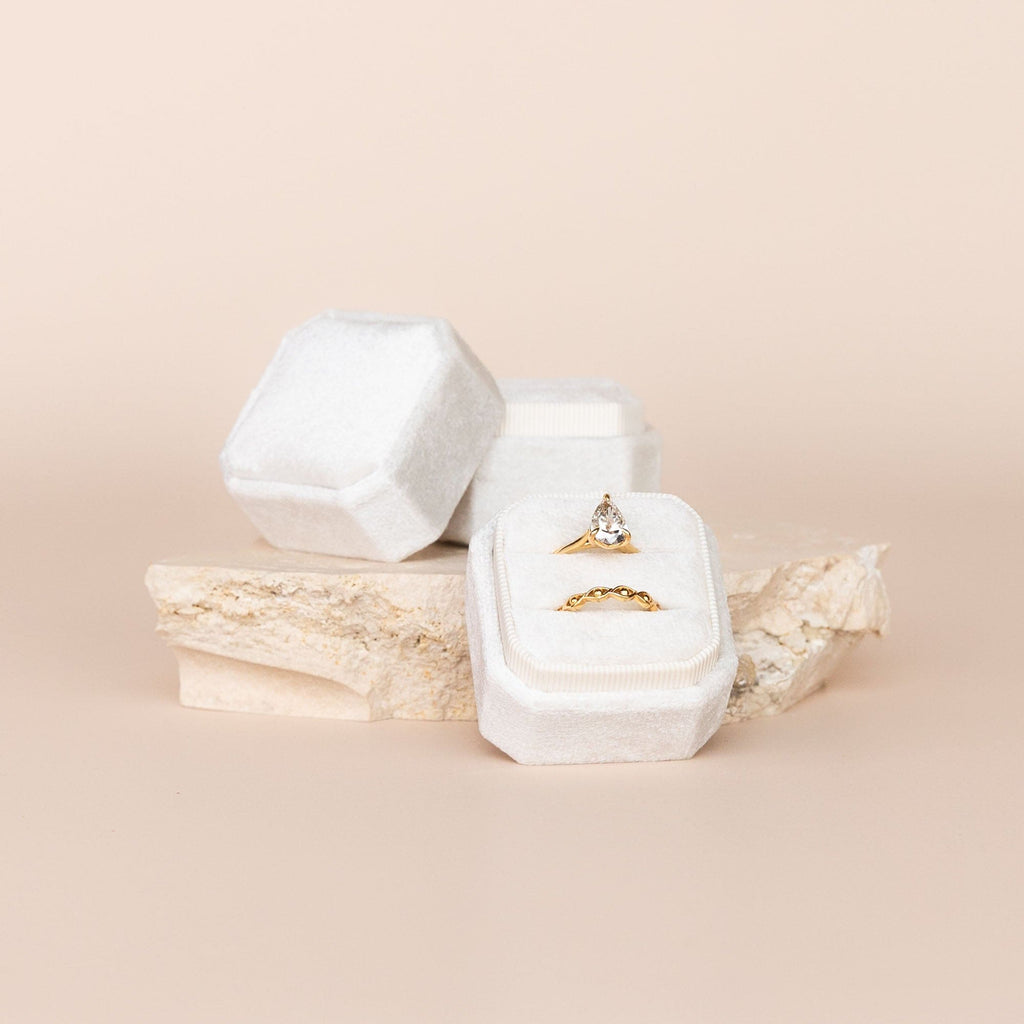 Luxe Velvet Ring Box - Cloud - The Whole Bride