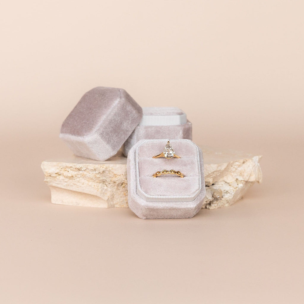 Luxe Velvet Ring Box - Dove - The Whole Bride