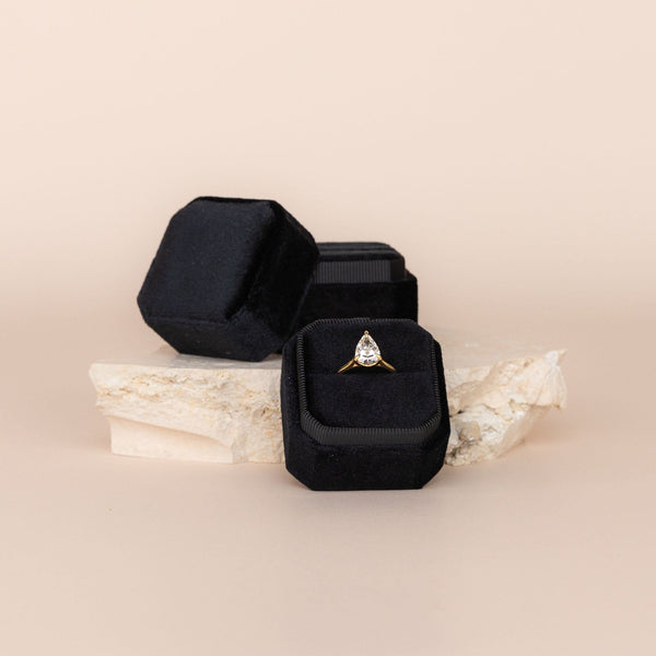 Luxe Velvet Ring Box - Midnight - The Whole Bride