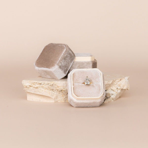 Luxe Velvet Ring Box - Nutmeg - The Whole Bride