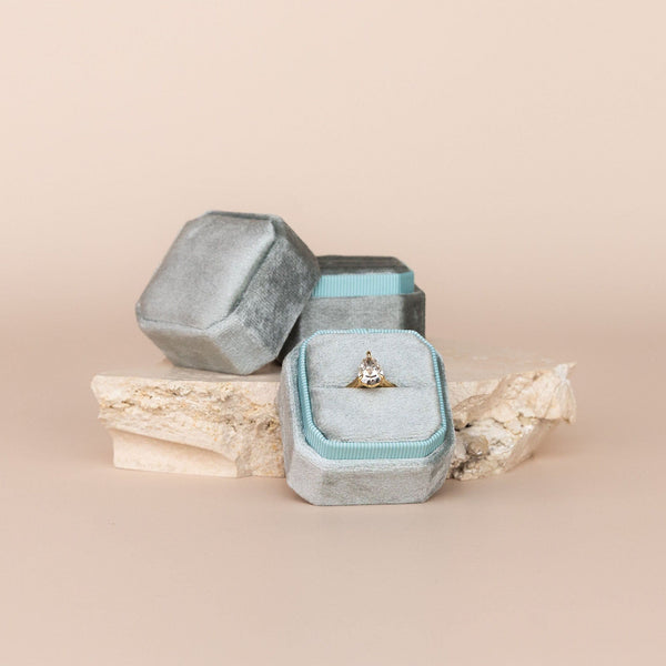 Luxe Velvet Ring Box - Seafoam - The Whole Bride