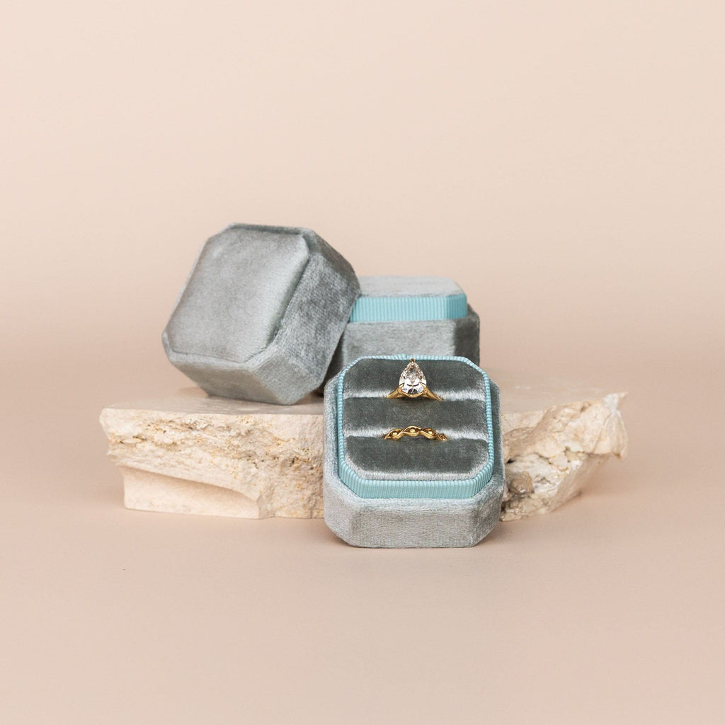 Luxe Velvet Ring Box - Seafoam - The Whole Bride