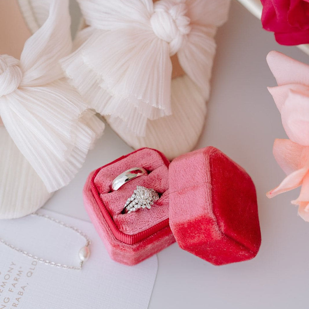 Luxe Velvet Ring Box - Watermelon - The Whole Bride