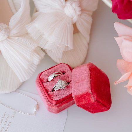 Luxe Velvet Ring Box - Watermelon - The Whole Bride