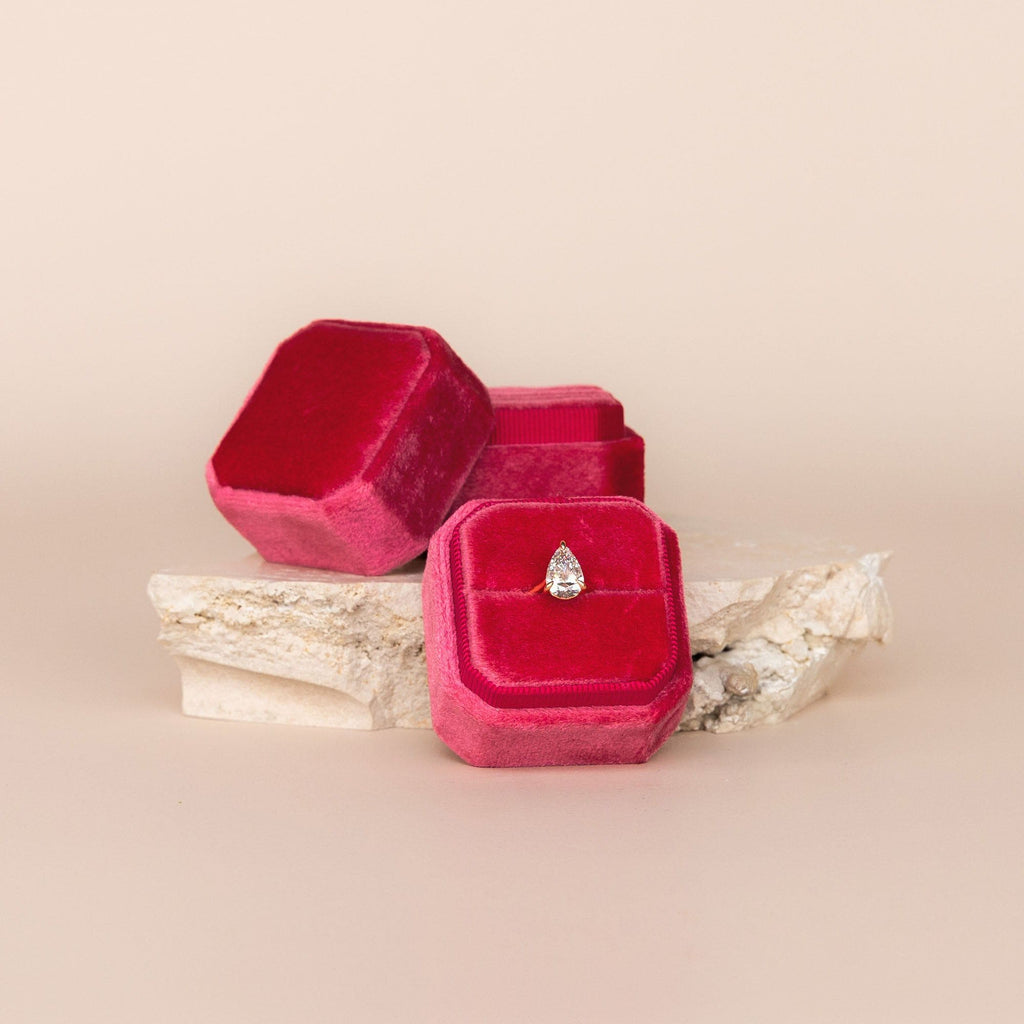 Luxe Velvet Ring Box - Watermelon - The Whole Bride