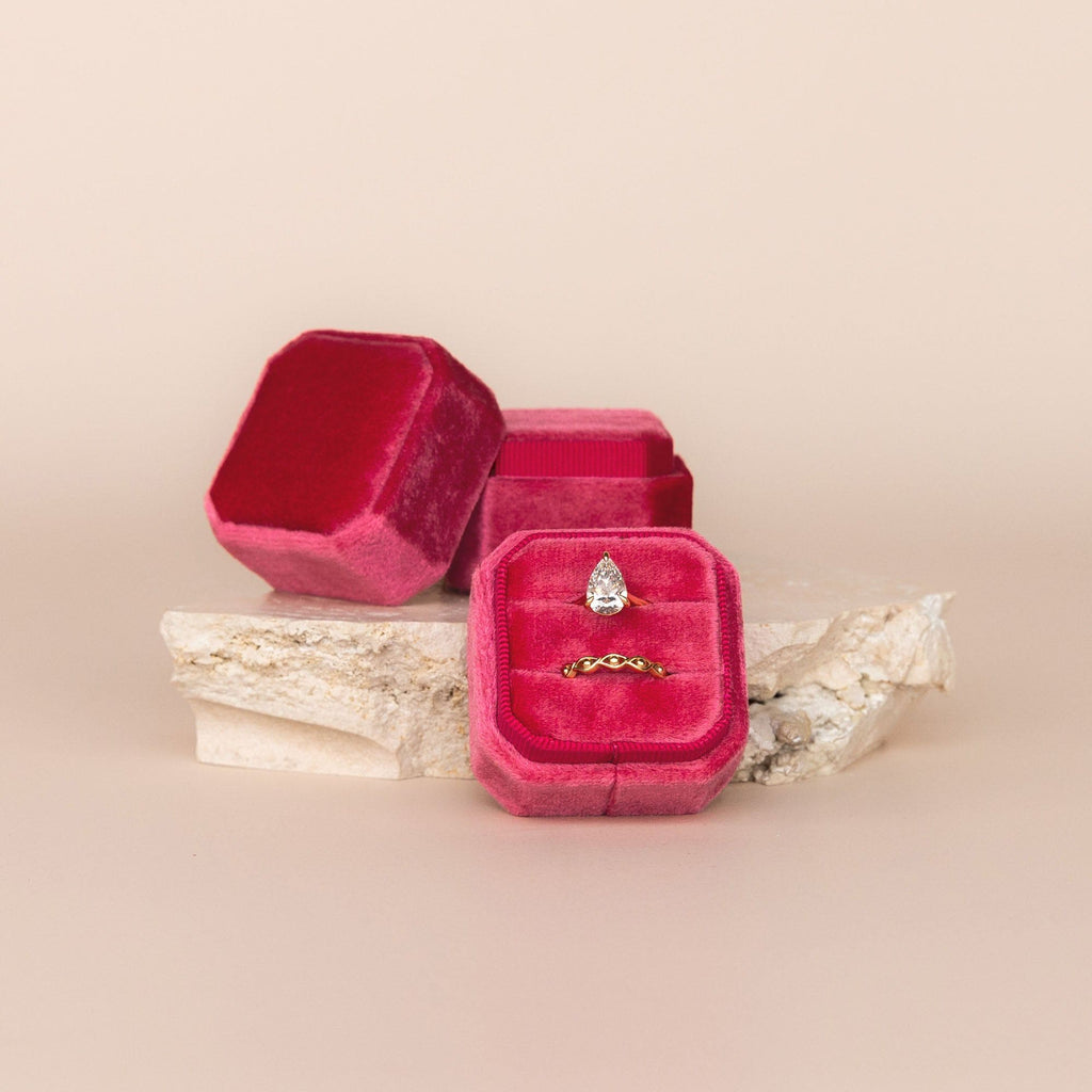 Luxe Velvet Ring Box - Watermelon - The Whole Bride