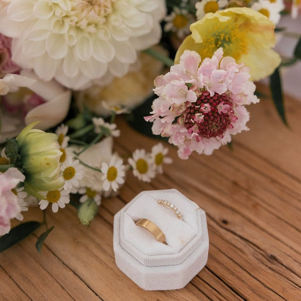 Octagonal Velvet Ring Box - Cloud - The Whole Bride