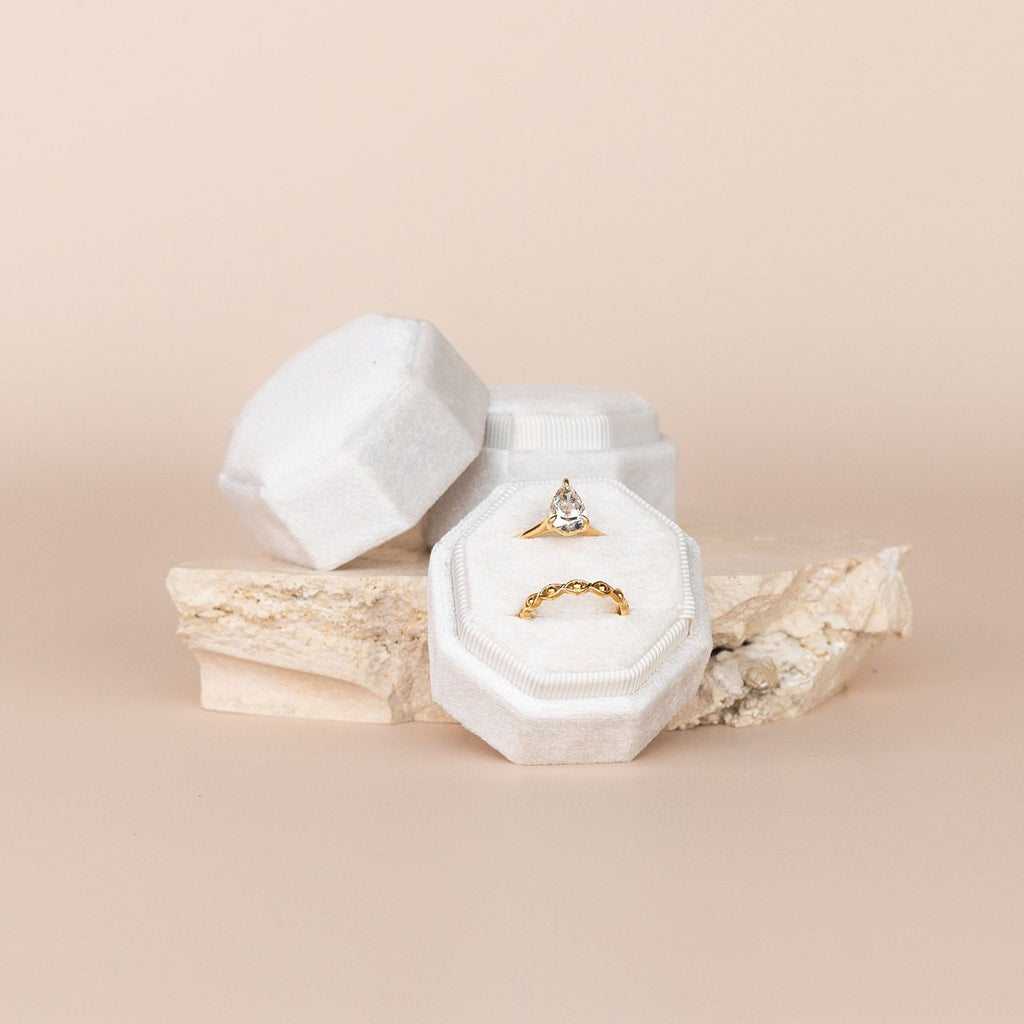 Octagonal Velvet Ring Box - Cloud - The Whole Bride