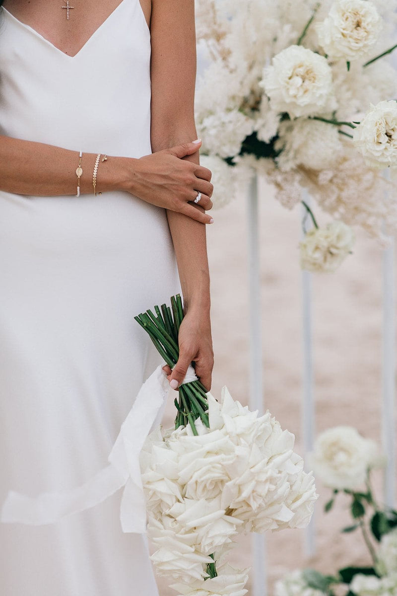 Premium Silk Bouquet Ribbon - Pure White - The Whole Bride