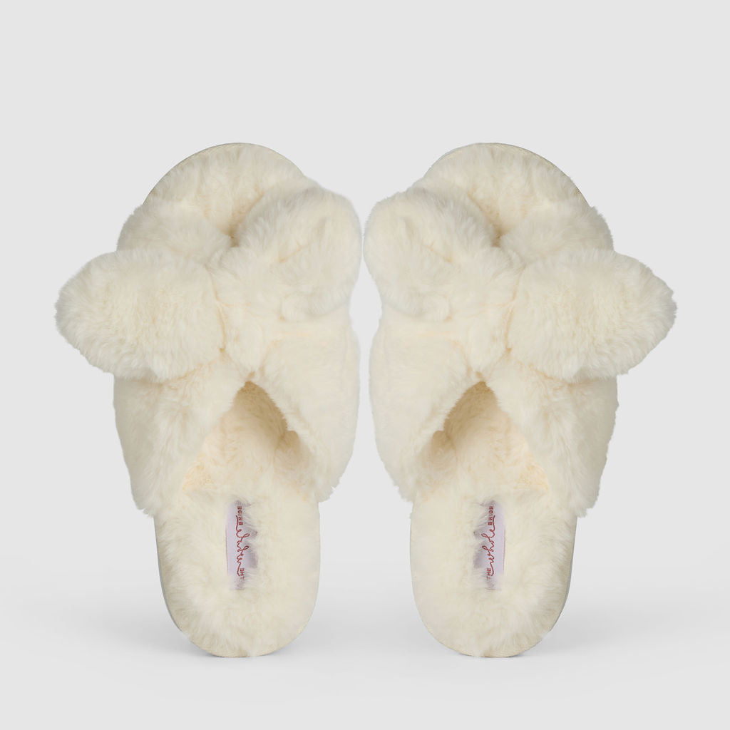 White Bow Bride Slippers - The Whole Bride