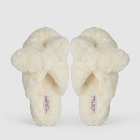 White Bow Bride Slippers - The Whole Bride