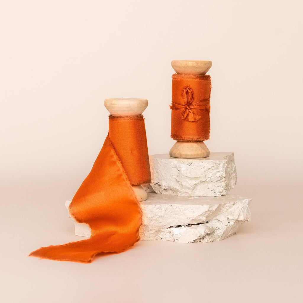 tangerine|Silk Bouquet Ribbon - The Whole Bride