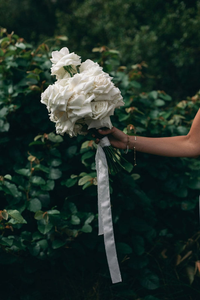 Pure White | Silk Bouquet Ribbon - The Whole Bride
