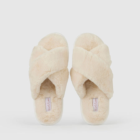 nude fluffy bride slippers - bridal slippers