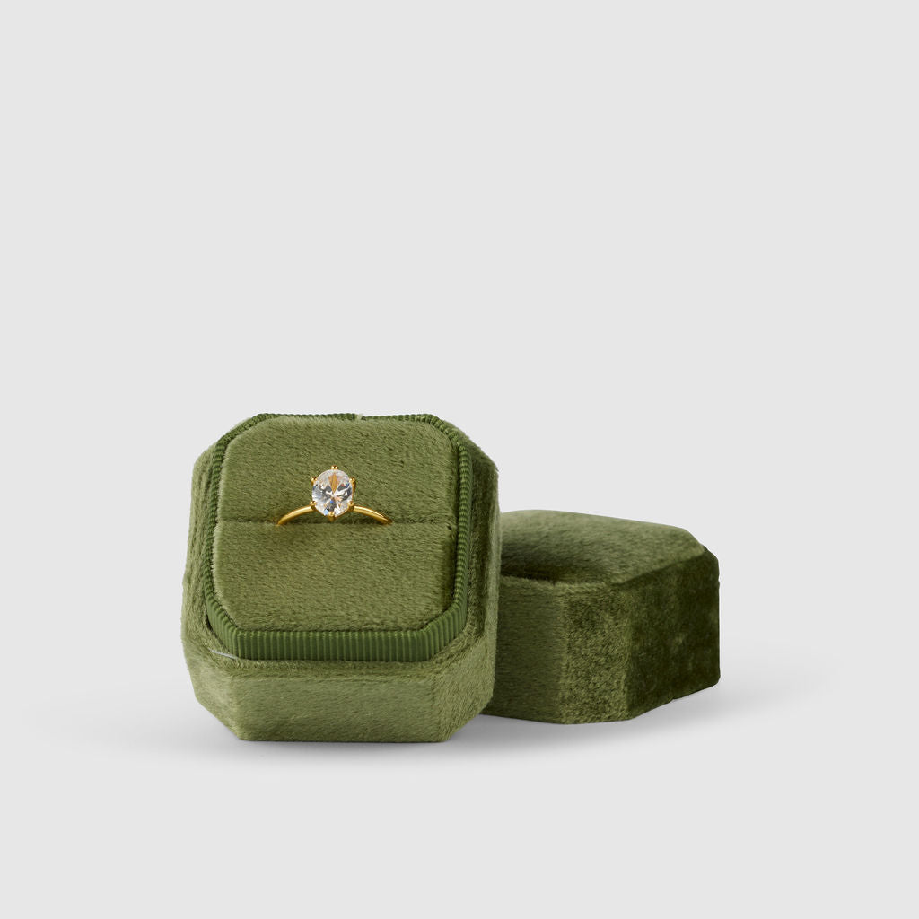 olive|Luxe Velvet Ring Box - The Whole Bride