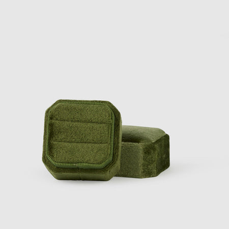 olive|Luxe Velvet Wedding Ring Box - The Whole Bride