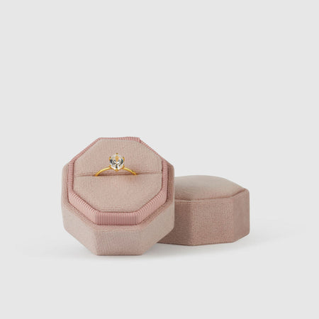 pink salt| Octagonal Velvet Ring Box - Pink Salt | The Whole Bride 