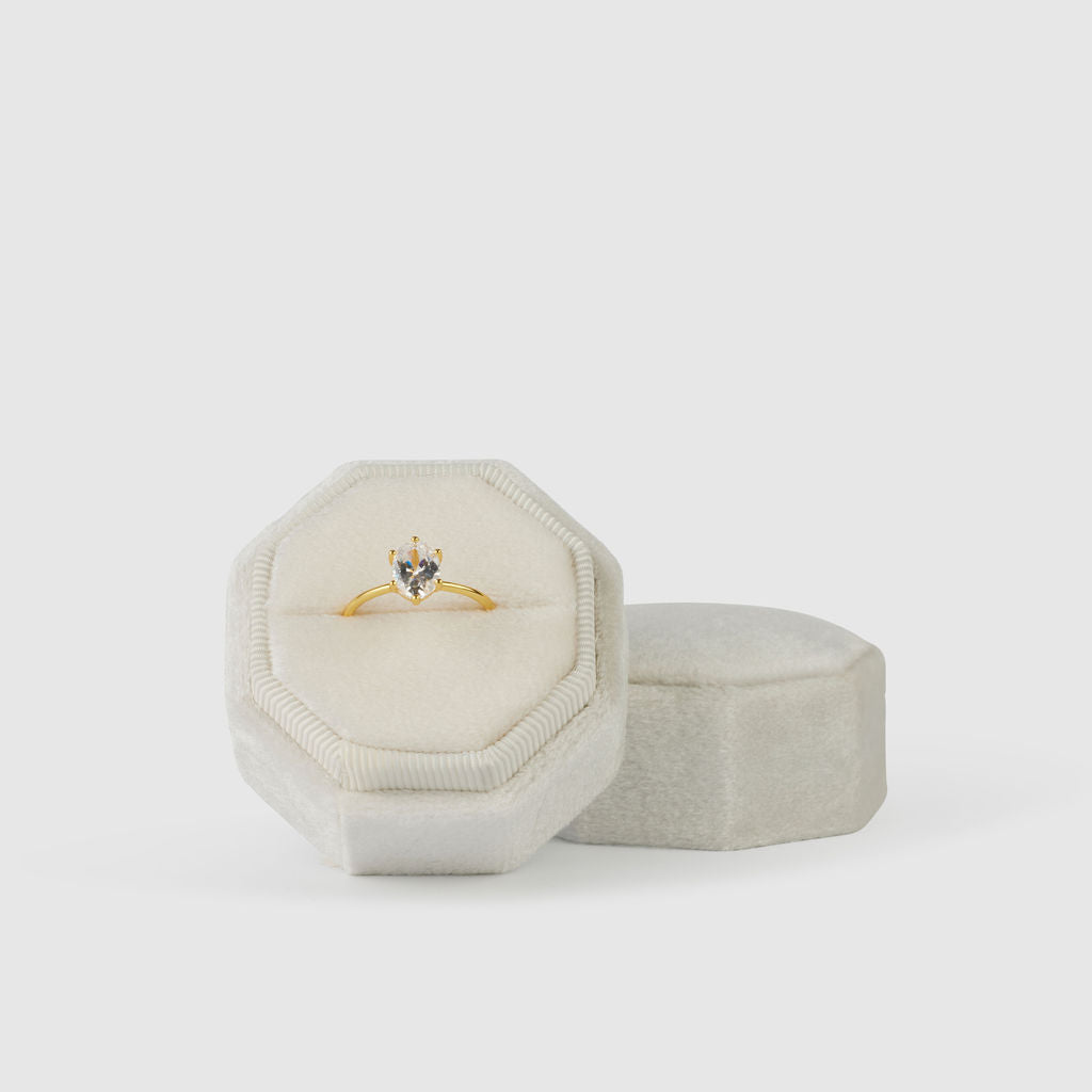 cloud|Octagonal Velvet Ring Box - The Whole Bride