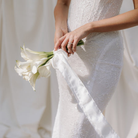 pure white|Silk Bouquet Ribbon - The Whole Bride